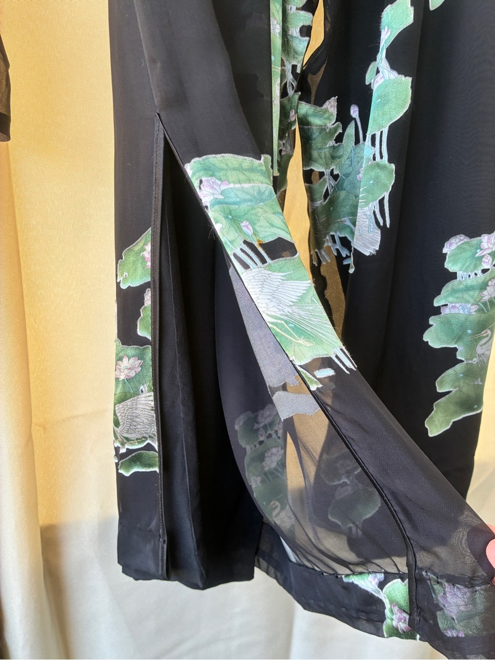 Citron Santa Monica Silk Blend Duster Top & Pants Crane Print Medium - Picture 9 of 16